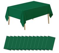 EOGRFW 12 Pack Disposable Tablecloths, 137 x 274 cm Green Table Cloth,Plastic Table Cover, Green Tablecloths,Waterproof Party Tablecloth for Birthdays, Weddings, Baby Shower, Picnics