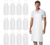 EOGRFW 12 Pcs Unisex Bib Aprons, Chef Bib Apron, White