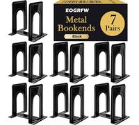 EOGRFW 14 PCS/7 Pair Black Metal Bookends, Universal Book Stopper