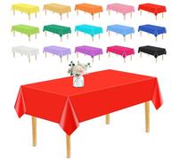 EOGRFW 15 Pack Disposable Tablecloth,54 x 108 Inch Plastic Table Cover,Rectangular Tablecloths for Indoor, Waterproof Table Cloth for Wedding/Birthday/Picnic/Garden Party (Assorted Color)