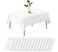 EOGRFW 15 Pack White Table Cloth, Disposable Tablecloths, 54 x 108 Inch Plastic Table Cover for Rectangle Tables, Waterproof Tablecloth, Party Tablecloths for Wedding, Birthdays, Baby Shower