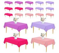 EOGRFW 15Pcs Disposable Tablecloth,Plastic Table Cloth,54 x 108 Inch Table Cover,Rectangular Tablecloths for Indoor Outdoor Picnic Birthday Baby Shower Wedding Party(Pink Purple)