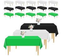 EOGRFW 15Pcs Disposable Tablecloth,Plastic Table Cloth,54 x 108 Inch Table Cover,Rectangular Tablecloths for Indoor Outdoor Picnic Birthday Baby Shower Wedding Party(Black + Green + White)