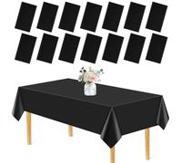 EOGRFW 15Pcs Disposable Tablecloth,Plastic Table Cloth,54 x 108 Inch Table Cover,Rectangular Tablecloths for Indoor Outdoor Picnic Birthday Baby Shower Wedding Party(Black)