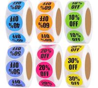 EOGRFW 3000 PCS Multicolor Percent Off Discount Stickers,6 Rolls, 0.87 Inch
