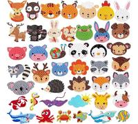 EOGRFW 43Pcs 5D Diamond Painting Stickers Kits for Kids,Animal Diamond Painting Stickers by Numbers,DIY Diamond Art Mosaic Stickers,Art Craft Animal Stickers Painting with Diamonds for Kids Beginners