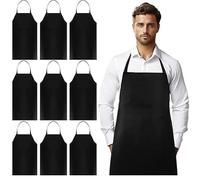EOGRFW 6 Pack Unisex Bib Aprons - Black Chef Aprons with Extra Long Ties, Washable for Women & Men Cooking, Restaurant, BBQ, Painting