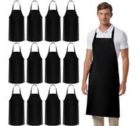 EOGRFW Cabaubl 12 Pack Bib Apron,Unisex Bib Aprons,Plain Bib Aprons Bulk for Women Men Adult,Chef Bib Apron for Kitchen and Restaurant Cooking Crafting BBQ Drawing,Machine Washable,32 x 28 inch