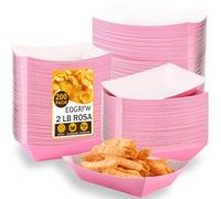 EOGRFW Paper Food Trays, 200 Pieces 2 Pound Disposable Food Ships, Pink Nacho Trays, Pink Hot Dog Trays, Serving Boats for Party, Picnic, Carnival (2 lbs)