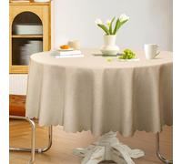 EOGRFW Round Tablecloth,Waterproof Round Table Cloth,Wipeable Table Cover,Linen Style Indoor Outdoor Tablecloths for Dining Table, Kitchen, Picnic, Coffee, Diameter 140cm/55in