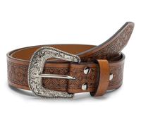 Eohak Western-Belt-for-Women-Cowgirl, PU-Leather-Waist-Belts with Vintage-Carved-Buckle and Tips-Ends for Jeans Pants Dresses (Shiny - Brown, Medium), Brown-flower, Medium