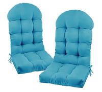 Eoieov Outdoor High Back Rocking Chair Cushions Waterproof Teal Pack of 2 Tufted Replacement Cushion with Ties for Indoor Patio Adirondack Chair Dining Chair,47.24 * 19.69 * 4"