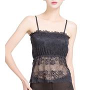 eoisedette Women's 100% Mulberry Silk Tank Top Satin Sleeveless Camisole Cami Blouses Strap with Built-in Bras Vest Bralette, Black, L