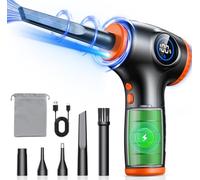 EOIWUY Compressed Air Duster for PC, [LED Light & Power Display] 3-Speed Adjustable 90000RPM Electric Air Duster with 5 Switchable Nozzles, Rechargeable Air Blower Cleaner for Computer/Keyboard/Car
