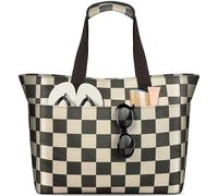 EOIWUY Large Beach Bag, 35L Waterproof Sandproof Beach Bags for Women, Foldable Gym Travel Beach Tote Bag with Zip Wet Compartment for Family, Pool, Shopping, Vacation Essentials