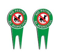 Eoixuqba 2 Pieces Metal No Dog Peeing Sign - No Dog Pee Sign With Stake, Dogs Pee Warning Signs, Single Sided Please Be Respectful Signs For Yard Garden Quick & Easy To Mount