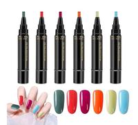 Eoixuqba 6Pcs Nail Polish Pens, 3-IN 1 Nails Art Gel Polish Pen Set, One-Steps DIY Nail Varnish Pen With Quick-Dry Formula, UV Lamp Required, DIY Nails Polishs Pens For Girls And Ladies
