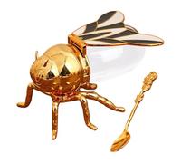 Eoixuqba Bee Shaped Honey Pot With Spoon, 15x10x9cm Decorative Beeshaped Honey Jar, BeeDesign Syrup Dispenser Made Of PP And Zinc Alloy, Creative Retro Honeyjar In The Shape Of A Bee, Black and white