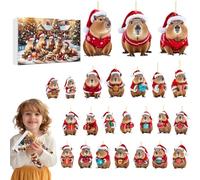 Eoixuqba Capybara Christmas Calendar - 24 Days of Calendar Countdown to Christmas | 2D Acrylic Flat Capybara Ornaments for Tree Party Window Car Rearview Mirror Door Wall Decor