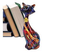 Eoixuqba Cat Figurine Statue - Resin Cat Figurine Animal Statue,Colorful Modern Transfer Printing Ornaments for Pet Lovers Adults Collectors Teens Family Friends