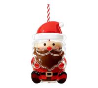 Eoixuqba Christmas Glass | 591 ml Cute Santa Claus Shaped Tumbler with Straw, Juice Glasses, for Birthdays, Cocktails, Holidays, Parties, Cooking, Drinks, etc