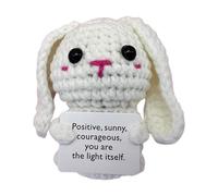 Eoixuqba Emotional Support Crochet - Panda Bunny Tiger Bear Emotional Support Crochet,10cm Cheer up Crochet Toy, Funny Cute Holding Card Crochet for Birthday Decor