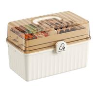 Eoixuqba Home Medicine Box, 32x17x17cm Medicines Storage Box with Handle, 3 Layer Folding Medicines Container, Medicine Organizer Boxs with A Transparent Lockable Lid, Medication Organizer Large Boxs