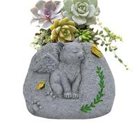 Eoixuqba Pet Memorial Planter - Cat/Dog Sculptures Tombstone Indoor Pots for Plants,Small Plant Pots Outdoor Decor Carved with Butterflies and Branches for Succulents Plant