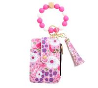 Eoixuqba2 Pieces Cute Purse Flower Wallet - 8.5x12cm Flower Card Wallet with Bracelet, Flowers Money Wallets, Folded Edge Faux Leather ID Bag Cute Keychain Wristlet Card Holder for Tickets, Keys,
