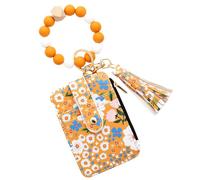 Eoixuqba2 Pieces Cute Purse Flower Wallet - 8.5x12cm Flower Card Wallet with Bracelet, Flowers Money Wallets, Folded Edge Faux Leather ID Bag Cute Keychain Wristlet Card Holder for Tickets, Keys,