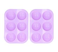 EOJDDPA 2Pcs 6 Grids Hemispherical Cake Mold Chocolate Silicone Bakeware Non Stick Kitchen Accessories for Baking Muffins Bread Mousse Brownies Purple 19.5x13.3cm