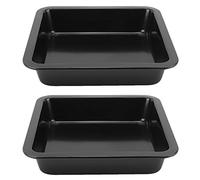 EOJDDPA 2Pcs Square Shaped Non Stick Cheese Cake Pizza Mold Tray Bakeware Kitchen Baking Tools Carbon Steel Black Gold 22.5x22.5x4.6cm (Black TG01#A)