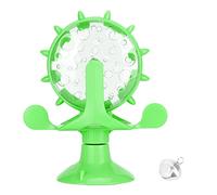 EOJDDPA ABS Pet Cat Food Leakage Rotation Toy Interactive Windmill Puzzle Training Fun Game for Cats Kittens Multi Color 13.2x7.4x16.3cm (Green)