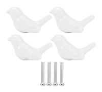 EOJDDPA Ceramic Knobs Drawer Handles Cabinet Pulls Bird Shape Decorative Ceramic Hardware for Furniture Doors and Drawers White Color 4 Pack 5.5x3.2x3cm (White)