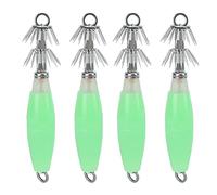 EOJDDPA Glow in the Dark Squid Hook with Double Row Hooks | Flexible rubber body and built in double steel wire tensile strength for night fishing squid cuttlefish jigs