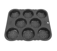 EOJDDPA Hamburger Bun Mold Silicone 8 Cavity Non Stick Heat Resistant Reusable Easy Release Bakery Pan for Home Baking Kitchen DIY Bread Making 11.7x10.0x1.2in