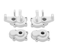 EOJDDPA RC Steering Knuckle Kit Aluminum Alloy High Performance Hub Carrier Steering Cup Set for Absima Sherpa 1/8 1/10 RC Crawler Vehicle Silver 2 Sets