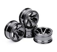 EOJDDPA RC Wheel Hub Aluminum Alloy 1/10 Scale Drift Car Lightweight Durable Anodized Black Blue Coffee 4pcs Set for Flat Running RC Models (Black)