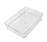 EOJDDPA Rectangular Drawer Organizer Clear Transparent Plastic Storage Bin Tray for Office Desk Stationery Organization 5 x 17.5 x 26cm