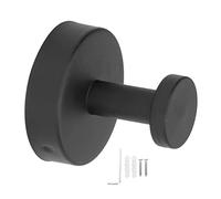 EOJDDPA Single Coat Hook 304 Stainless Steel Black Wall Mounted Towel Clothes Hat Hanger for Bathroom Kitchen Durable Rust Proof Heavy Duty Modern Simple Style with Round Base Easy