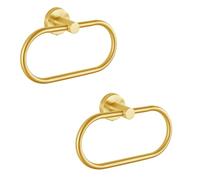 Eolax Towel Ring for Bathroom, Towel Bar Hangers Wall Mount, Stainless Steel Hand Towel Holder, Modern Round Towel Hanger, Gold 2 Pack