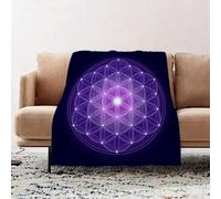 EOMKSE Fleece Blanket Sofa Throw - Versatile Blanket Fluffy Soft Throw for Bed and Couch Throw,Dark Blue, Flower of Life with Stars Spiritual Symbol Sacred Geometry Uralt.,59x79in