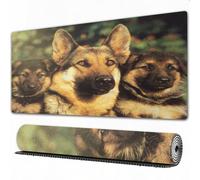 EOMKSE Mouse Pad Gaming Large Desk Pad Washable Mouse Pad Laptop Desk Mat,Adult Animal German Shepherd and Domestic Cub Dog,Home Mouse Pad with Anti-Slip Rubber Base,12x31.5 in