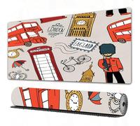 EOMKSE Mouse Pad Gaming Large Desk Pad Washable Mouse Pad Laptop Desk Mat,english background doodle icon london seamless pattern vector illustrati,Home Mouse Pad with Anti-Slip Rubber Base,12x31.5 in