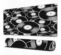 EOMKSE Mouse Pad Gaming Large Desk Pad Washable Mouse Pad Laptop Desk Mat,Retro music vintage vinyl record icon printable seamless pattern. Vector,Home Mouse Pad with Anti-Slip Rubber Base,12x31.5 in