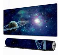 EOMKSE Mouse Pad Gaming Large Desk Pad Washable Mouse Pad Laptop Desk Mat,Space scene. Blue colorful nebula with two planets.,Home Mouse Pad with Anti-Slip Rubber Base,16x35.5 in