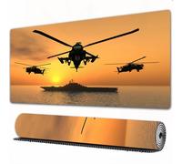 EOMKSE Mouse Pad Gaming Large Desk Pad Washable Mouse Pad Laptop Desk Mat,War, attack helicopter over the ocean and aircraft carrier on Combat Art,Home Mouse Pad with Anti-Slip Rubber Base,16x35.5 in