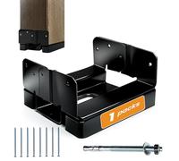 EONECROSS 1PCS 6x6 Post Base for Concrete Heavy Duty Black E-Coated 6x6 Post Bracket Anchor Adjustable Base with 1" Standoff for Deck Pergola Patio Gazebo Porch (Included Screws)