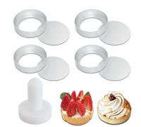 Eonenomi Mini Tart Pans with Removable Bottom Set of 4, Mini Tart Mold With Tart Tamper Non-Stick Egg Tart Mold Tartlet Pans for Baking Mini Tart Shells French Fruit Tart Cheesecake Muffin, 3.15inch