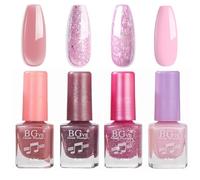EONFAVE Glitter Nail Polish Set - Pink Varnish With Quick Dry, Long Lasting Formula - 4 Colors Nude Glitter - Oil-Based Gift Set - No Need to Cure